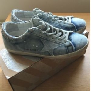 GOLDEN GOOSE Denim Glitter Superstar Sneakers  7.5